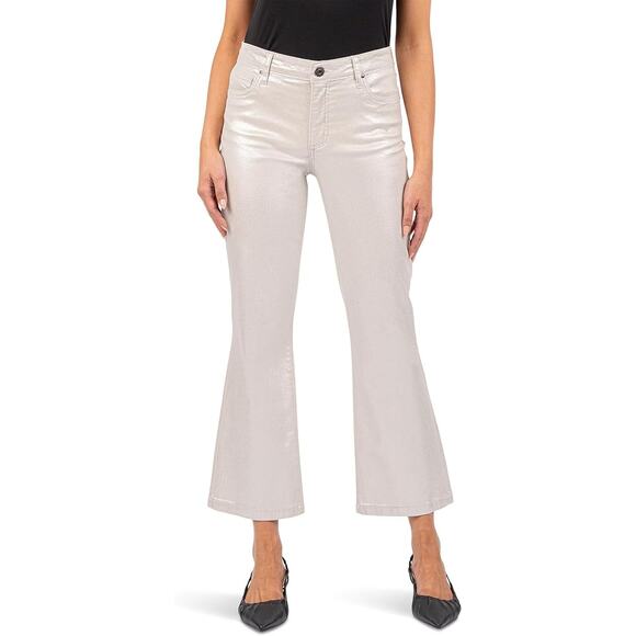 Kut from the Kloth Sz 18 Silver Kelsey High Rise Fab Ab Ankle Flare Jeans II1-10 - Picture 1 of 11